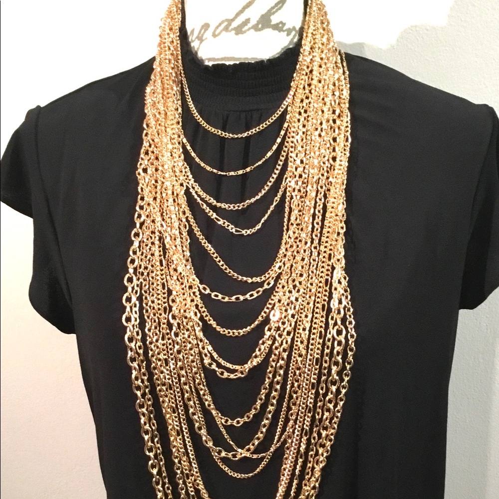 Free Earring💥 Layered Long Drape Chain Statement Necklace - Picture 3 of 3